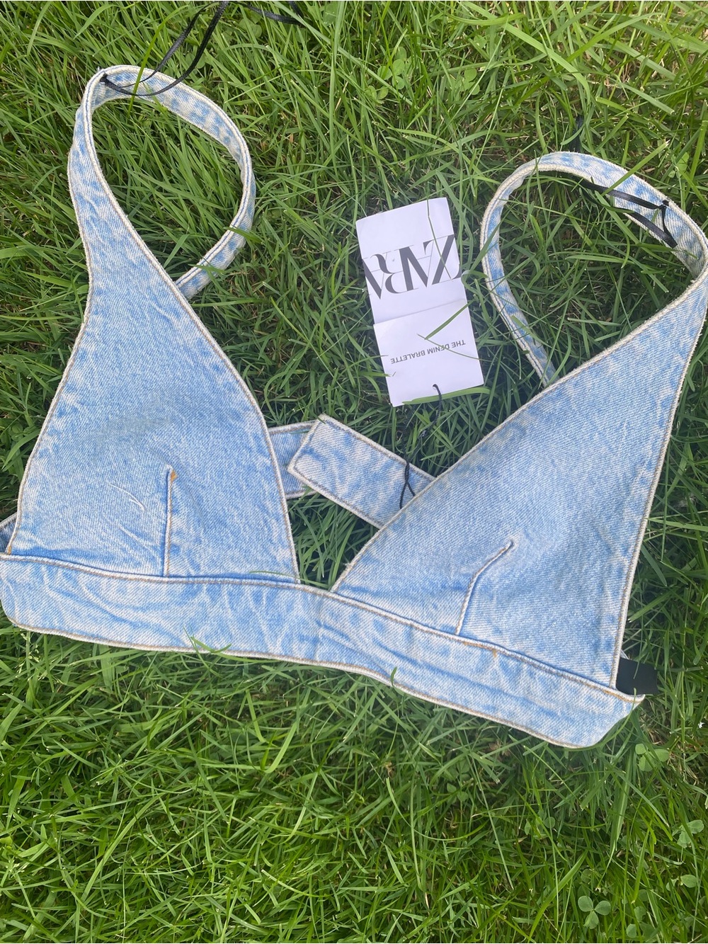 ZARA NWTs denim bralette top size medium